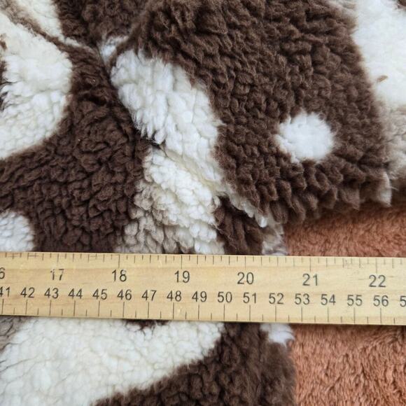 NWT PacSun Yin-Yang Sherpa Hoodie Jacket S Cozy Fleece Brown White Boho Hippie - Picture 9 of 10